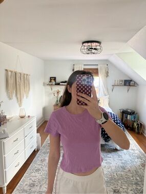 American Eagle Outfitters Lavender Short Sleeve Baby Tee